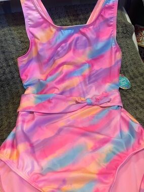 Kids One-Piece Swimsuit - Pastel Pink Tie-Dye